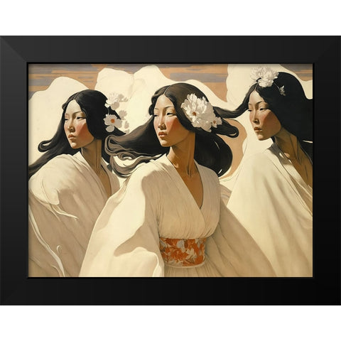 The Dance Of The Sisters Black Modern Wood Framed Art Print by Treechild