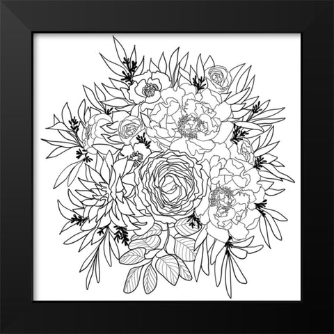 Nanette flower bouquet in black and white Black Modern Wood Framed Art Print by Laiz Blursbyai, Rosana