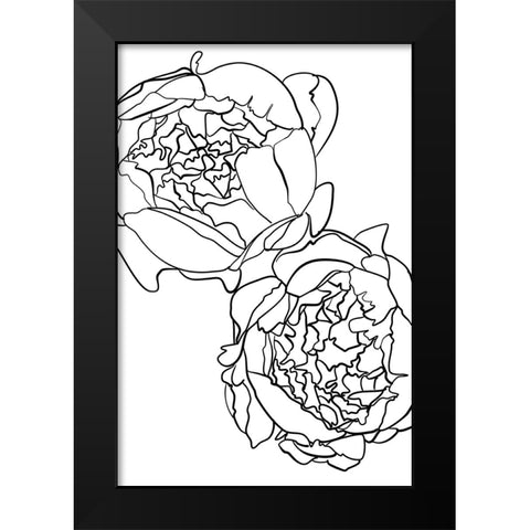 Sallys peonies in black and white Black Modern Wood Framed Art Print by Laiz Blursbyai, Rosana