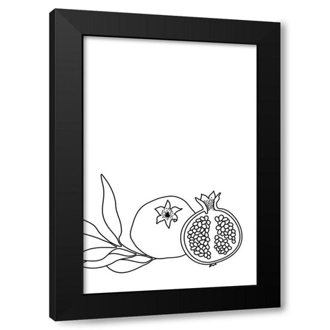 Pomegranate line art Black Modern Wood Framed Art Print by Laiz Blursbyai, Rosana