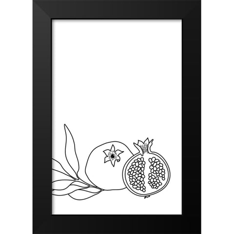 Pomegranate line art Black Modern Wood Framed Art Print by Laiz Blursbyai, Rosana