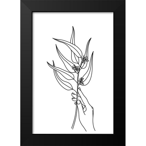 Seeded eucalyptus line art Black Modern Wood Framed Art Print by Laiz Blursbyai, Rosana