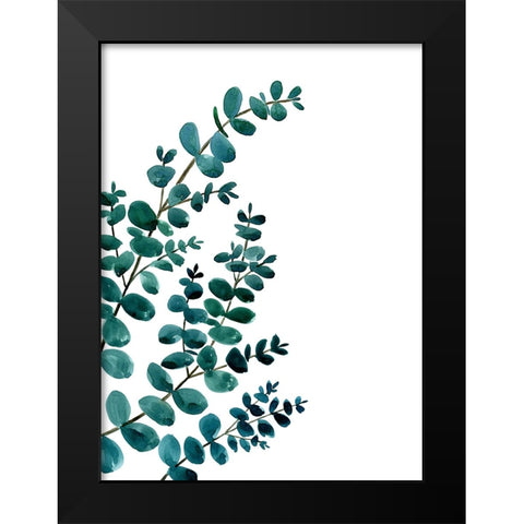 Teal watercolor eucalyptus II Black Modern Wood Framed Art Print by Laiz Blursbyai, Rosana