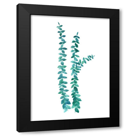 Watercolor eucalyptus branches in teal Black Modern Wood Framed Art Print by Laiz Blursbyai, Rosana
