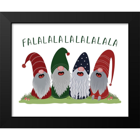 Fa la la la la gnomes Black Modern Wood Framed Art Print by Laiz Blursbyai, Rosana