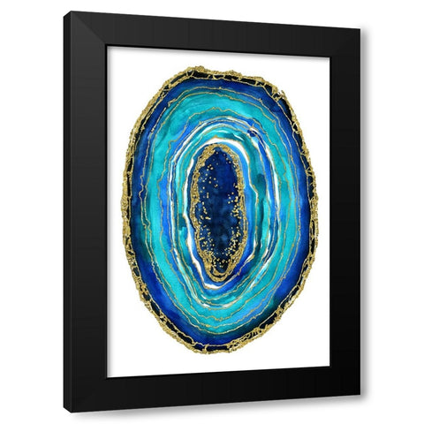 Turquoise and blue geode Black Modern Wood Framed Art Print with Double Matting by Blursbyai, Rosana Laiz