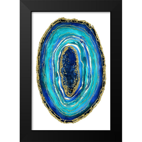 Turquoise and blue geode Black Modern Wood Framed Art Print by Blursbyai, Rosana Laiz