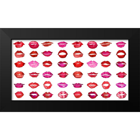 Lipstick kisses Black Modern Wood Framed Art Print by Laiz Blursbyai, Rosana