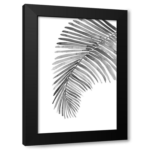 Palm leaf in loose watercolor bw Black Modern Wood Framed Art Print by Laiz Blursbyai, Rosana