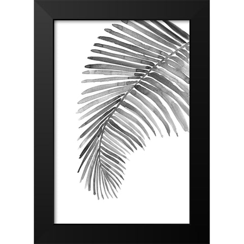Palm leaf in loose watercolor bw Black Modern Wood Framed Art Print by Laiz Blursbyai, Rosana