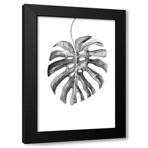 BW monstera leaf Black Modern Wood Framed Art Print by Laiz Blursbyai, Rosana
