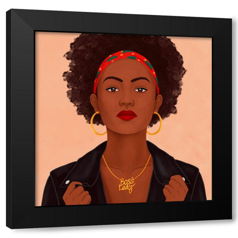 Boss Lady Black Modern Wood Framed Art Print with Double Matting by Holikova, Petra