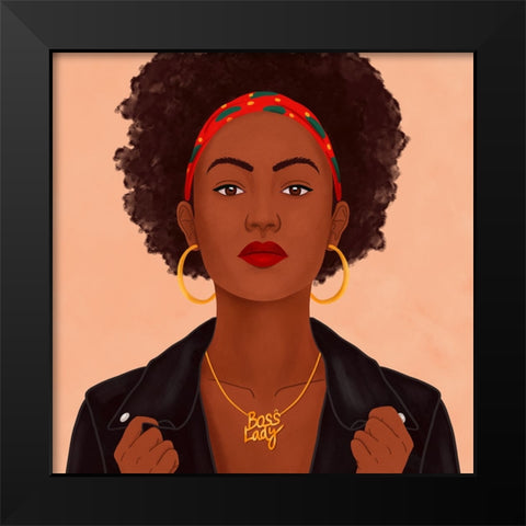 Boss Lady Black Modern Wood Framed Art Print by Holikova, Petra