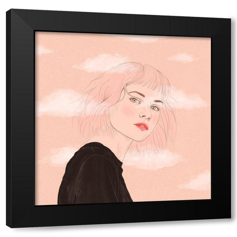 Head in the Clouds Black Modern Wood Framed Art Print with Double Matting by Holikova, Petra