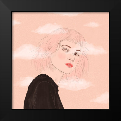 Head in the Clouds Black Modern Wood Framed Art Print by Holikova, Petra