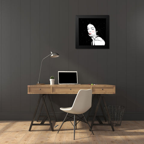 Stars Black Modern Wood Framed Art Print by Holikova, Petra
