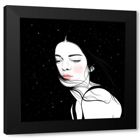 Stars Black Modern Wood Framed Art Print with Double Matting by Holikova, Petra