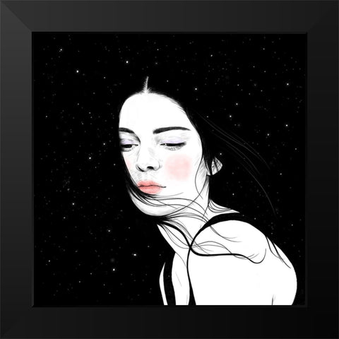 Stars Black Modern Wood Framed Art Print by Holikova, Petra