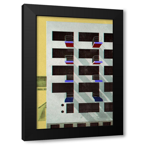 Bauhaus Dessau architecture in vintage magazine style V Black Modern Wood Framed Art Print with Double Matting by Laiz Blursbyai, Rosana