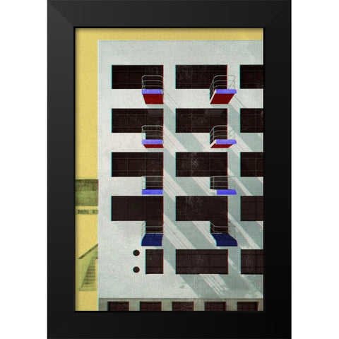 Bauhaus Dessau architecture in vintage magazine style V Black Modern Wood Framed Art Print by Laiz Blursbyai, Rosana
