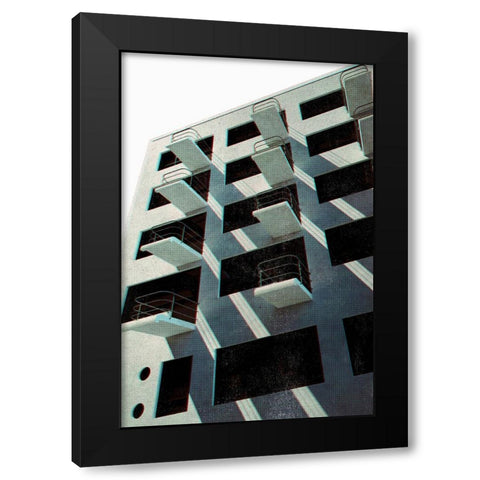 Bauhaus Dessau architecture in vintage magazine style VI Black Modern Wood Framed Art Print with Double Matting by Laiz Blursbyai, Rosana