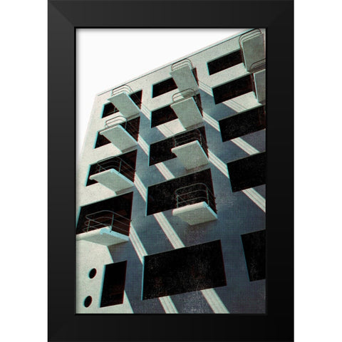 Bauhaus Dessau architecture in vintage magazine style VI Black Modern Wood Framed Art Print by Laiz Blursbyai, Rosana