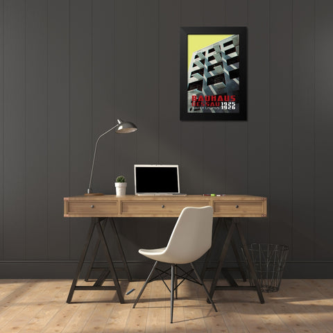 Bauhaus Dessau architecture in vintage magazine style VIII Black Modern Wood Framed Art Print by Laiz Blursbyai, Rosana