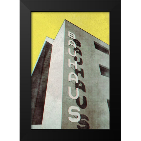Bauhaus Dessau architecture in vintage magazine style Black Modern Wood Framed Art Print by Laiz Blursbyai, Rosana