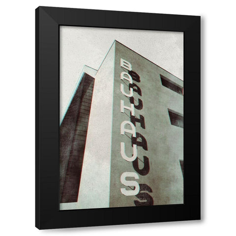 Bauhaus Dessau architecture in vintage magazine style I Black Modern Wood Framed Art Print by Laiz Blursbyai, Rosana