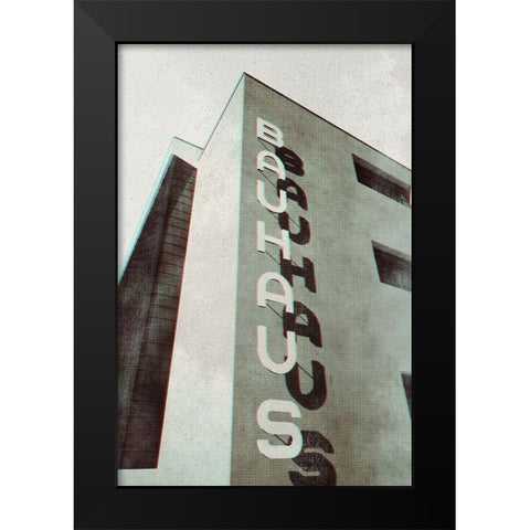 Bauhaus Dessau architecture in vintage magazine style I Black Modern Wood Framed Art Print by Laiz Blursbyai, Rosana