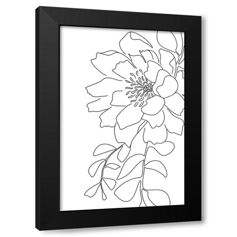Loli peony line art Black Modern Wood Framed Art Print by Laiz Blursbyai, Rosana