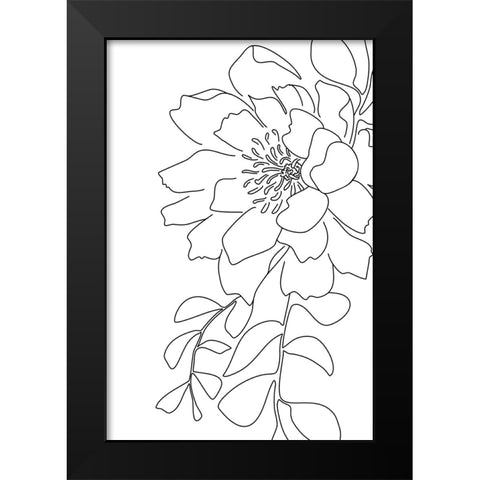 Loli peony line art Black Modern Wood Framed Art Print by Laiz Blursbyai, Rosana
