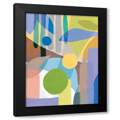 Colorful Pattern Black Modern Wood Framed Art Print by Demir, Aylin