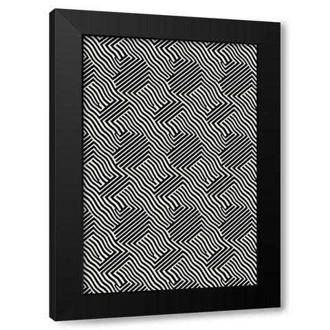 Black And White Pattern Black Modern Wood Framed Art Print with Double Matting by Treechild