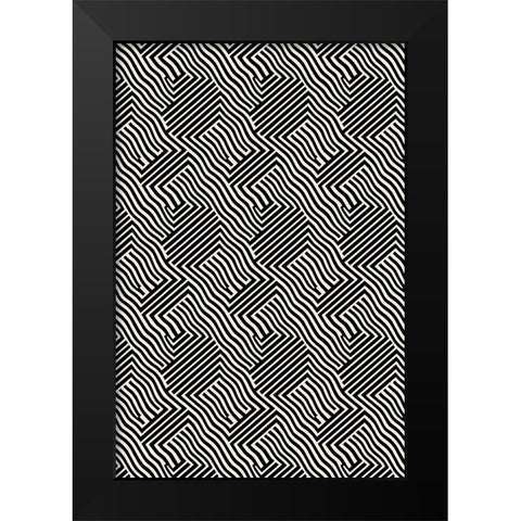 Black And White Pattern Black Modern Wood Framed Art Print by Treechild