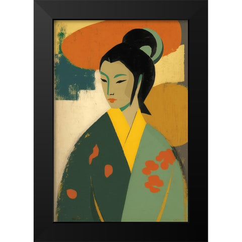 Geisha Black Modern Wood Framed Art Print by Treechild