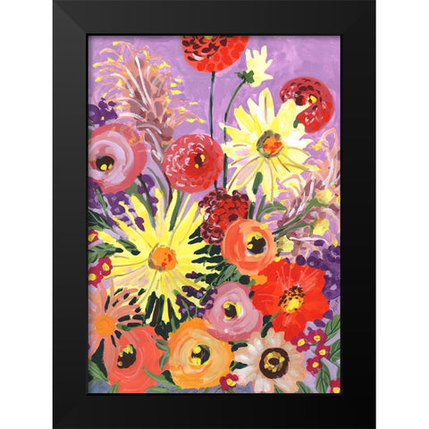 Sunny asters and anemones Black Modern Wood Framed Art Print by Zwara, Ania