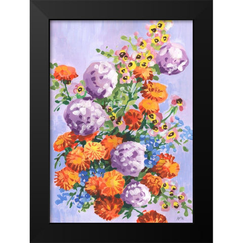 Marigold And Hydrangea Black Modern Wood Framed Art Print by Zwara, Ania