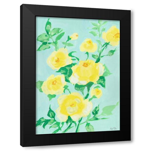 Lemon Roses Black Modern Wood Framed Art Print by Zwara, Ania