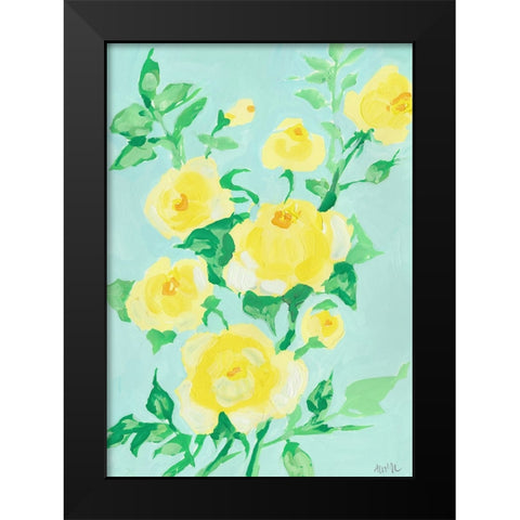 Lemon Roses Black Modern Wood Framed Art Print by Zwara, Ania