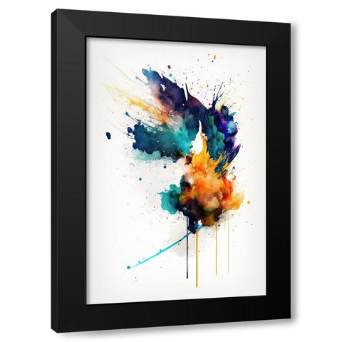 Flight of Colors Black Modern Wood Framed Art Print with Double Matting by Mauro