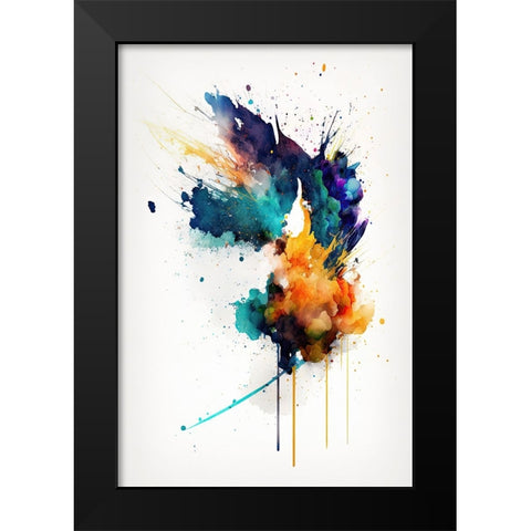 Flight of Colors Black Modern Wood Framed Art Print by Mauro