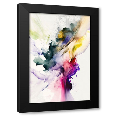 Dancing Colors Black Modern Wood Framed Art Print with Double Matting by Mauro