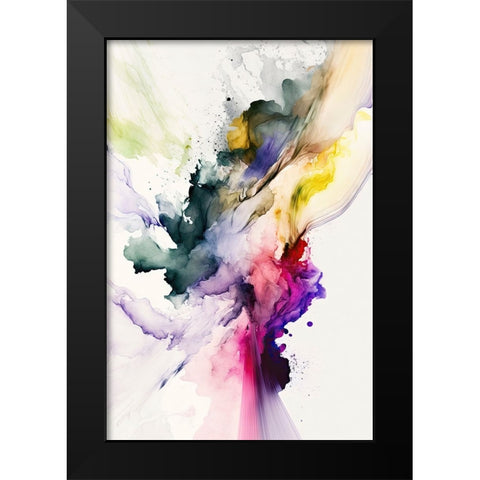 Dancing Colors Black Modern Wood Framed Art Print by Mauro