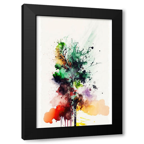 Chromatic Roots Black Modern Wood Framed Art Print with Double Matting by Mauro