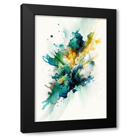 Serenity in Green Black Modern Wood Framed Art Print with Double Matting by Mauro