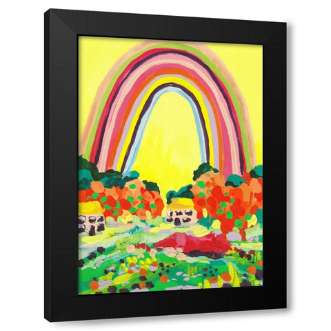 Countryside Rainbow Yellow Black Modern Wood Framed Art Print by Zwara, Ania