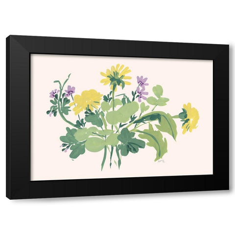 Green Meadow Bouquet Black Modern Wood Framed Art Print by Zwara, Ania