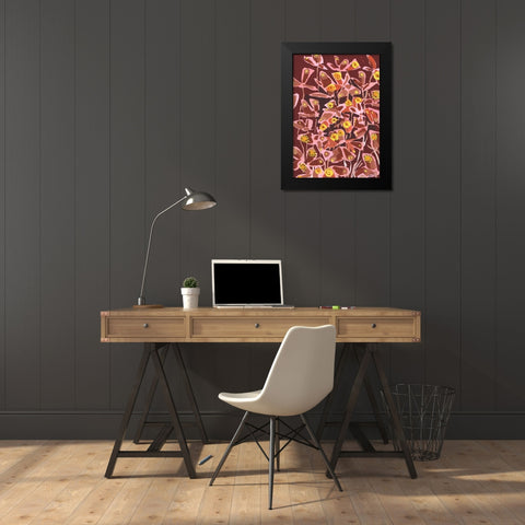 Brown Retro Butterflies Black Modern Wood Framed Art Print by Zwara, Ania