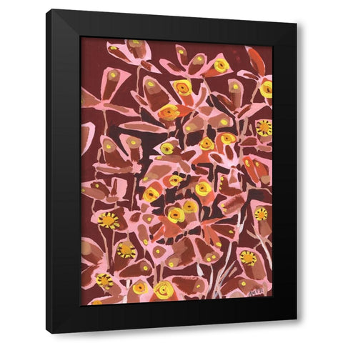 Brown Retro Butterflies Black Modern Wood Framed Art Print by Zwara, Ania